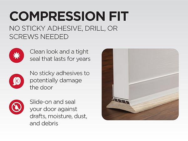 white compression fit under door seal