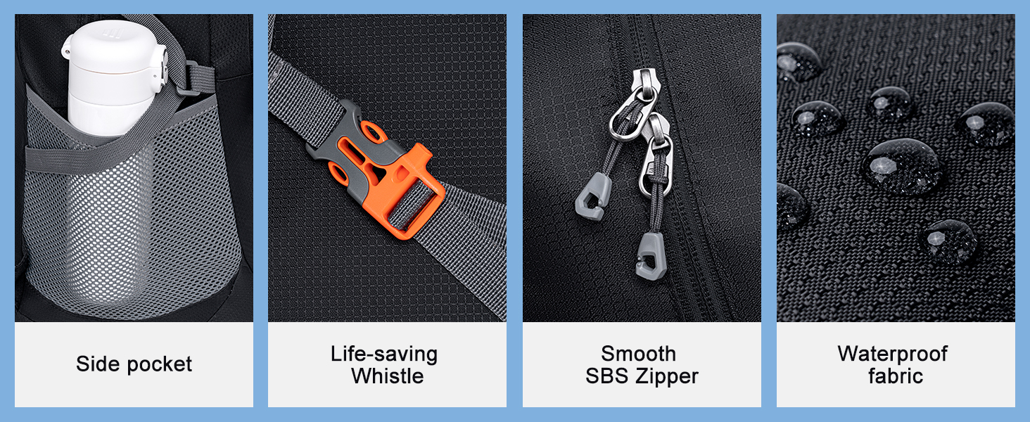 The MIYCOO backpack features waterproof fabric and zippers. It protects gear from rain and spills