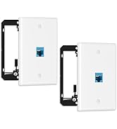 FGB 10Gbps Ethernet Wall Plate, 1 Port CAT6 Wall Plate and Jack, RJ45 Ethernet Wall Outlet with S...
