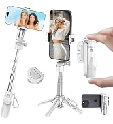 Mini Selfie Stick Tripod, 41.5cm Extendable Grip Phone Tripod with Detachable Remote Pocket Size,...