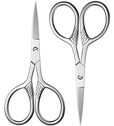2Pcs Professional Grooming Scissors, Small Scissors for Hair, Nose, Eyebrow Trimming, Facial, Mus...