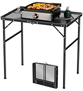 FUNYKICH Wider and Taller Grill Table 31.5''x21.6'', Max Height 29.4'' Portable Camping Tables, 2...