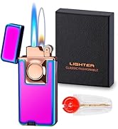 Jet Torch Lighter, Creative Dual Flame Lighter with 6pcs Flint Stone, Windproof Butane Gas Lighte...