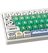 TYRIXKI PBT Keycaps 126 Keys Cute Keycaps Dye-Sublimation Milk Cow Pasture Keycaps MOA Profile Cu...