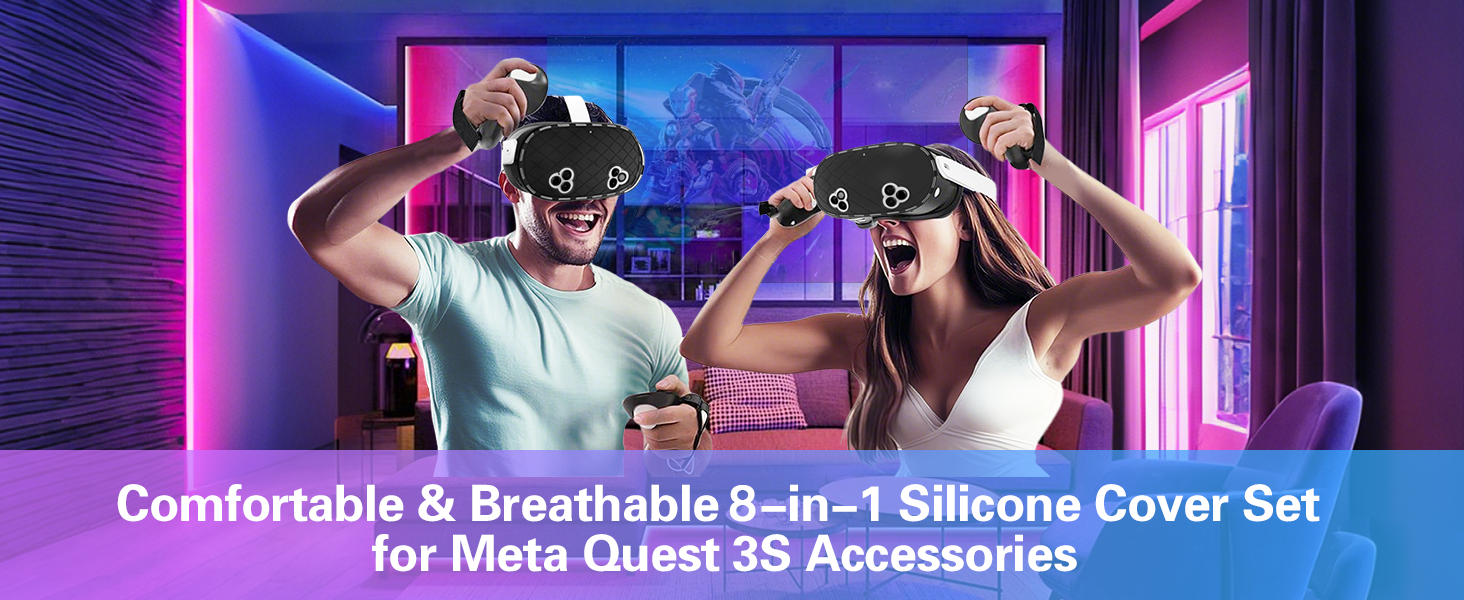 8-in-1 Silicone Cover Set for Meta Quest 3s Accessories