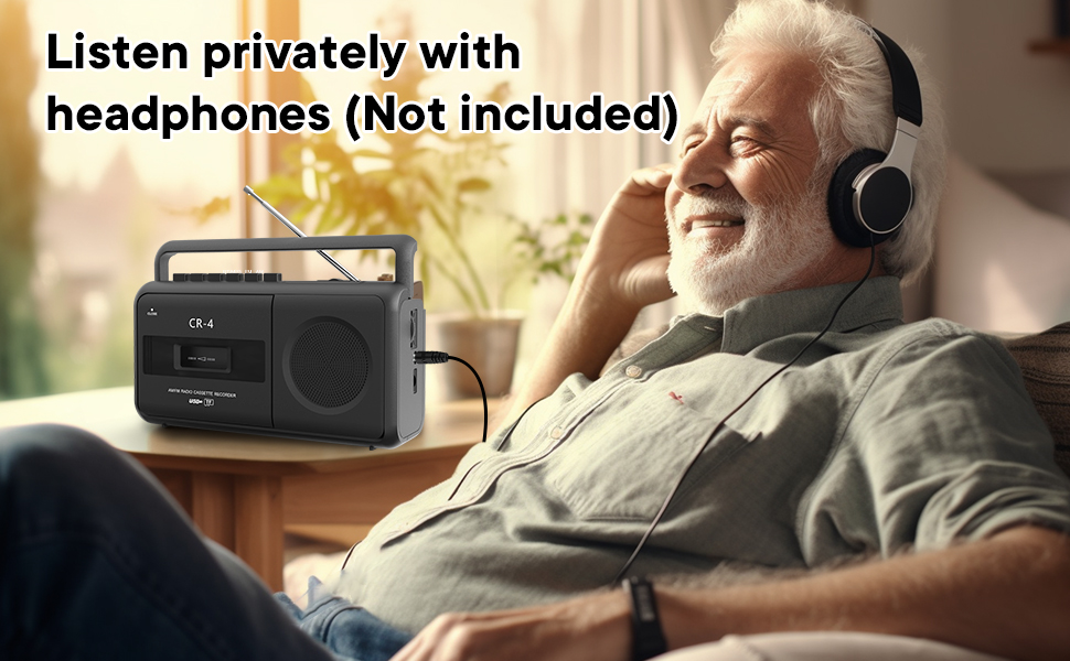 portable cassette player with headphones