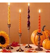 AnyDesign 4Pcs Fall Twisted Taper Candles Autumn Orange Red Yellow Wax Long Unscented Spiral Swir...