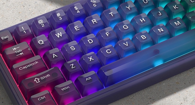 Womier Keyboard Keycaps Jelly, Purple Cute Keycaps, Transparent Clear Custom Key Cap