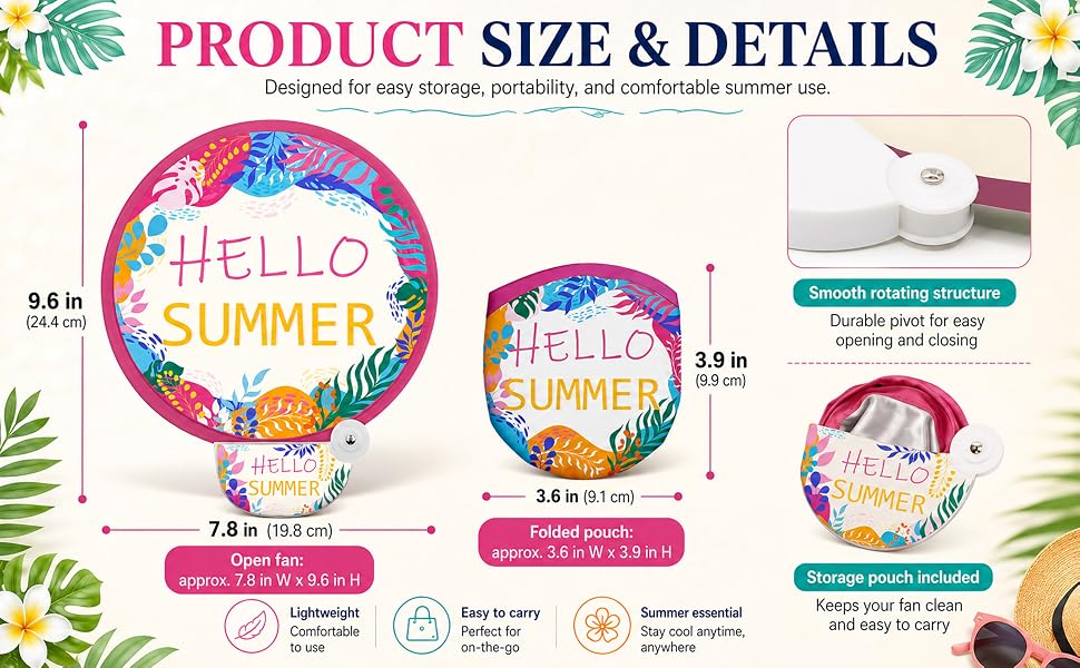 Foldable Hand Fans with Matching Pouches