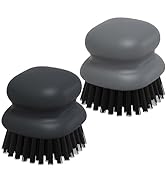 Ergonomic Handle Dish Brush for Cleaning Pots, Pans and Vegetables (Pack of 2 Black+Grey)