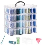MERATIA Diamond Painting Storage Container, 4-Tier Bead Organizer Box with 200 Slots, Stackable C...