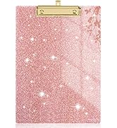 Rimilak Acrylic Clipboards, Glitter Clipboard with Low Profile Gold Clip, Designed for Classroom ...