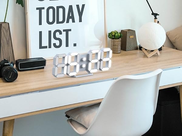 EDUP Home 3D LED Digital Wall Clock Desk Alarm Clock with Remote Control