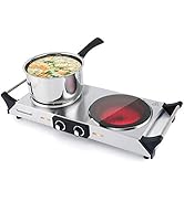 Techwood Electric Stove, Double Infrared Ceramic Hot Plate for Cooking, Two Control Cooktop Burne...