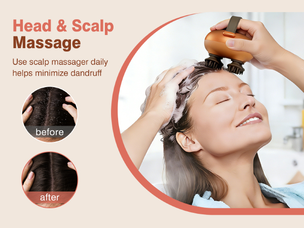 cotsoco Electric Cordless Head Scalp Massager for Stress Relax, Deep Clean and Hair Growth, Gift
