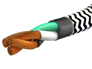 Flat plug Extension cord 3 outlet small Braided black 14 gauge 2 foot Braided Extension cord