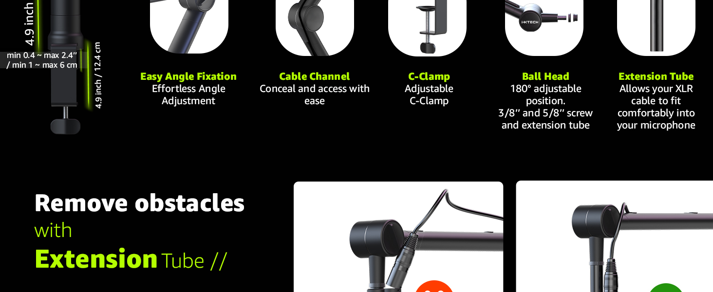 mic boom arm microphone stand mount desk mount desktop blue yeti elgato stands computer podcast