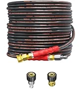 Heliwoo Pressure Washer Hose 50FT, 4200PSI Wire Braid Power Washer Extension Hose 1/4 Inch High T...