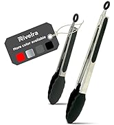 Riveira Tongs for Cooking with Silicone Tips | 9 and 12-Inch Pieces Set | Non-Stick Kitchen Grill...