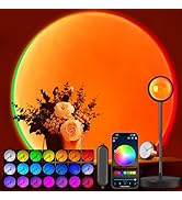 Neroupe Sunset Lamp Projector with APP &amp; Button Control, 360 Degree Rotation Multiple Colors Chan...