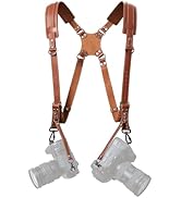 Padwa Lifestyle Tan Dual Camera Harness Strap for Two-Cameras - Dual Shoulder Full Grain Leather ...