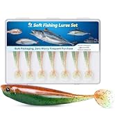 JOYGb Soft Plastic Baits Kit,3-6 Inch Various Lifelike Fishing Lures Swimbaits,Paddle Tails,Worm,...