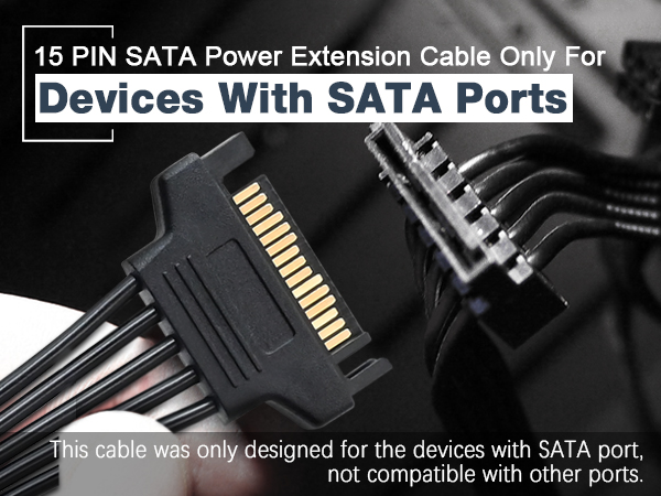 15 Pin SATA Power Extension Cable