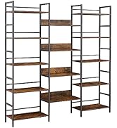 Donext 5-Tier Triple Wide Bookshelf, 69.3" W x 11.8" D x 70.1" H Extra Large Bookcase, Tall Open ...