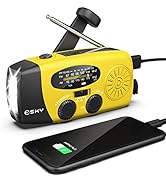 Crank Radio Solar Power, Emergency Hand Crank Radio with Flashlight &amp; Cell Phone Charger, Esky Po...