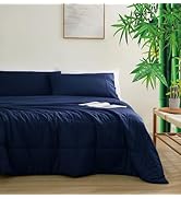 Zaizaihome Natural Cooling Bamboo Viscose Comforter Set Queen Size 3 Pieces, Soft Breathable Mois...