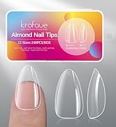 krofaue Short Almond Nails - 240Pcs Almond Clear Nail Tips 12 Sizes Almond Nail Tips, Artificial ...