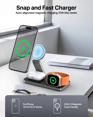 foldable 3 in 1 magnetic wireless charger