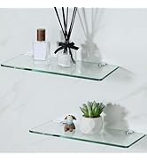 SAYAYO Floating Shelves for Wall, Tempered Glass Shelves for Bathroom, Living Room, Bedroom, Offi...