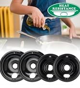 Purelux Electric Stove Drip Pans Replacement for Whirlpool Kenmore Frigirate Stove, 4 Pieces
