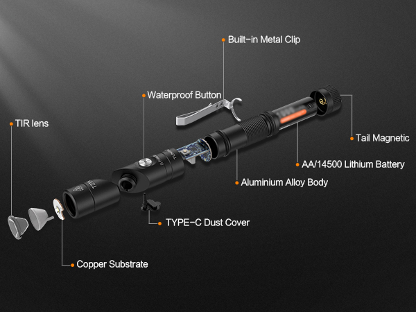 edc flashlight usb c