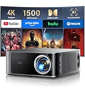 [1500 ANSI/36W Dolby Audio/APPs]Smart-Projector-4K with WiFi6 and 2Way Bluetooth, AI Auto Focus P...