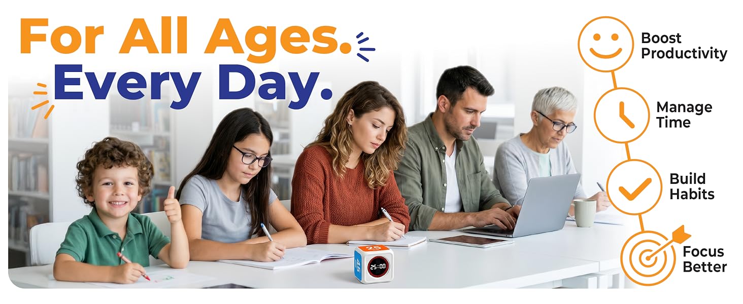 Visual timer for all ages—kids, students, adults, and parents for focus, routines,and everyday tasks