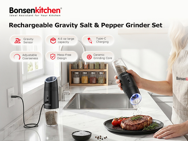 Electric Salt and Pepper Grinder Set