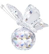 H&amp;D Crystal Flying Butterfly with Crystal Ball Base Figurine Collection Cut Glass Ornament Statue...