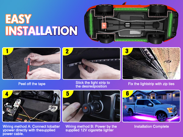 Nilight Car Underglow Neon Accent Strip Lights