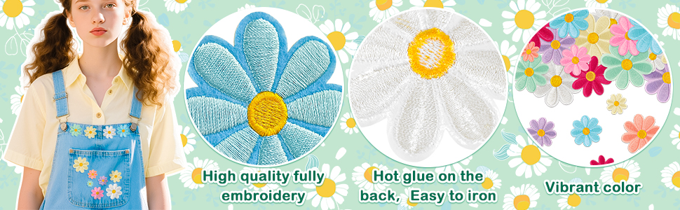 Daisy Floral Embroidery patches