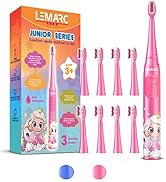 LEMARC USA Supersonic Kids Electric Toothbrush 8 Dupont Brush Heads, USB Rechargeable, Vibration ...
