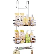 SWTYMIKI Over The Door Shower Caddy - Stainless Steel Hanging Shower Organizer With Double Soap H...