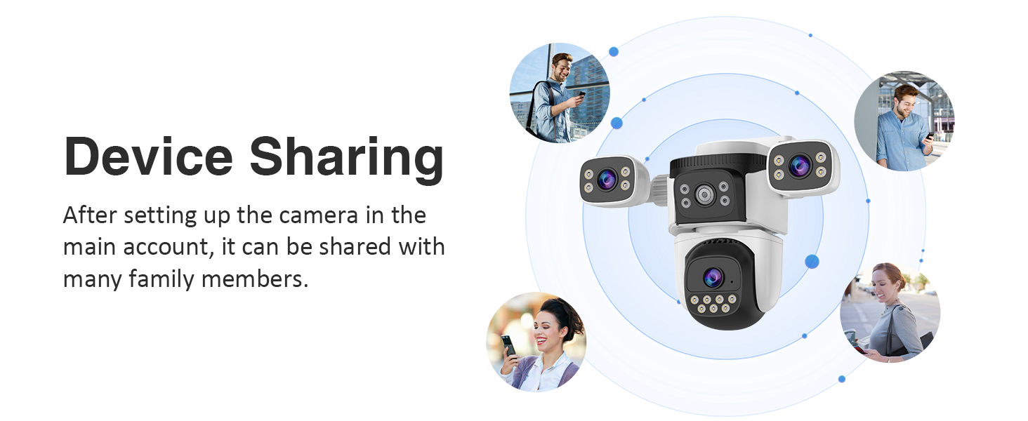 EVERSECU Triple Lens WiFi PTZ Security Camera, Three Cameras in One, with Adjustable All-Angle Arm