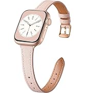 Charlam Slim Leather Band Compatible with Apple Watch Band 40mm 38mm 41mm 42mm 44mm 45mm 49mm Wom...