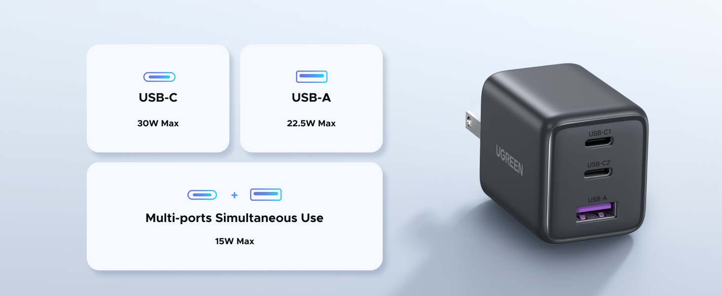 ugreen 30w fast charger showing