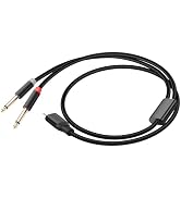 JASDZKJ USB C to 1/4" inch Y Splitter Cable, Type C to Dual 6.35mm TS Stereo Aux Cord 6.35 mm 1/4...