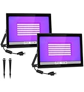 T-SUN 2 Pack 100W LED Black Lights, Blacklight Flood Light with Plug, Halloween Blacklight Outdoo...