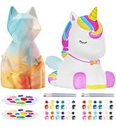 JUN-ELECTRON Paint Your Own Lamp Kit Unicorn and Cat 2 PCS: Unicorn Crafts for Girls Ages 4-6 6-8...