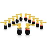 Sewell Deadbolt Right-Angle Banana Plugs, 6 Pairs Quick Connect Gold Plated Speaker Plugs 90 Degree
